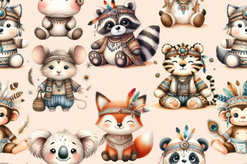 Jersey digital, Woodland Animals, beige, 0,5 m